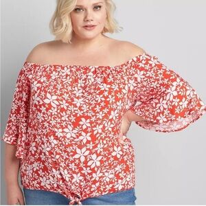 NWOT Lane Bryant Red Floral Off the Shoulder Top 18/20